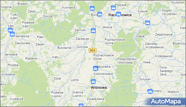 mapa Poznachowice Dolne, Poznachowice Dolne na mapie Targeo