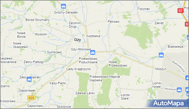 mapa Przewodowo-Parcele, Przewodowo-Parcele na mapie Targeo