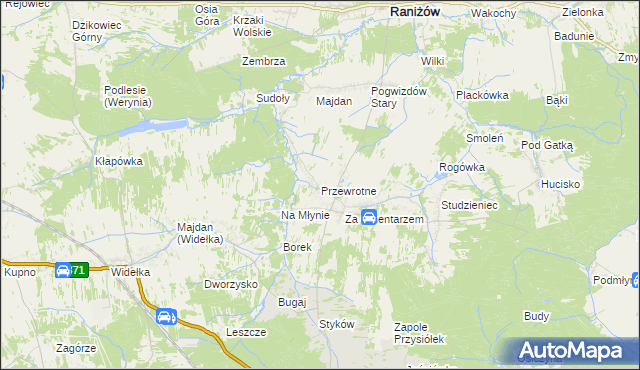 mapa Przewrotne, Przewrotne na mapie Targeo