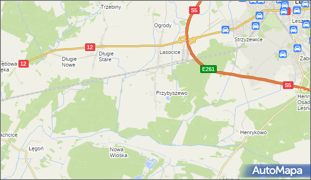 mapa Przybyszewo gmina Święciechowa, Przybyszewo gmina Święciechowa na mapie Targeo