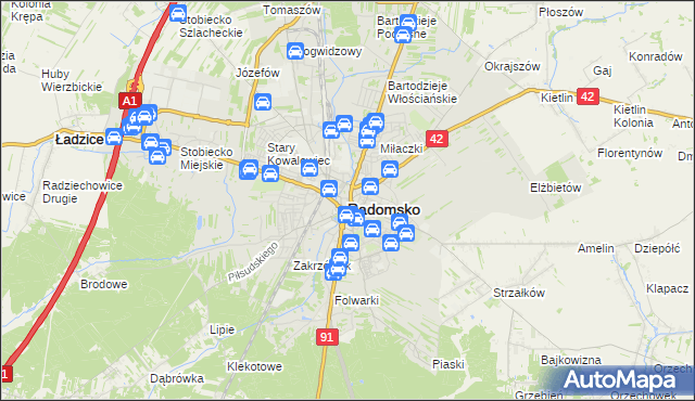 mapa Radomsko, Radomsko na mapie Targeo
