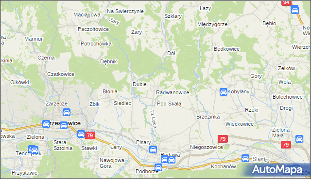 mapa Radwanowice, Radwanowice na mapie Targeo