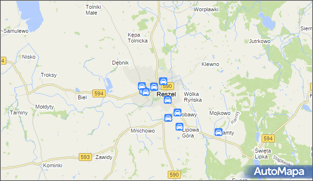 mapa Reszel, Reszel na mapie Targeo