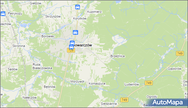 mapa Rogówek gmina Gowarczów, Rogówek gmina Gowarczów na mapie Targeo