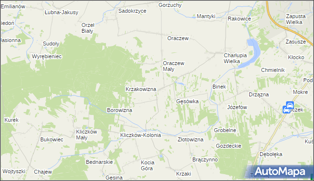 mapa Rowy gmina Wróblew, Rowy gmina Wróblew na mapie Targeo
