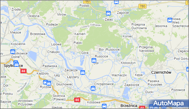 mapa Rusocice gmina Czernichów, Rusocice gmina Czernichów na mapie Targeo
