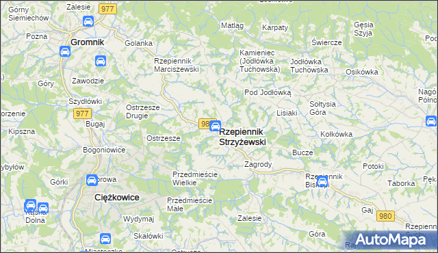mapa Rzepiennik Strzyżewski, Rzepiennik Strzyżewski na mapie Targeo