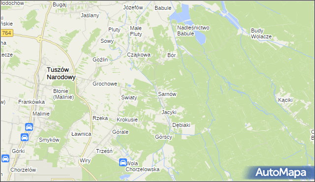 mapa Sarnów gmina Tuszów Narodowy, Sarnów gmina Tuszów Narodowy na mapie Targeo