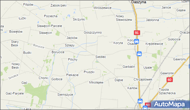 mapa Siedlec gmina Łęczyca, Siedlec gmina Łęczyca na mapie Targeo