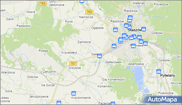 mapa Sielec gmina Staszów, Sielec gmina Staszów na mapie Targeo