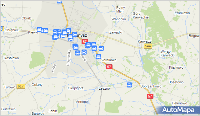 mapa Sierakowo gmina Przasnysz, Sierakowo gmina Przasnysz na mapie Targeo