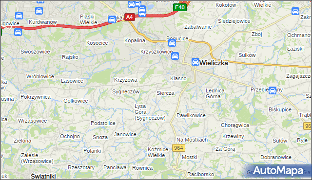 mapa Siercza, Siercza na mapie Targeo