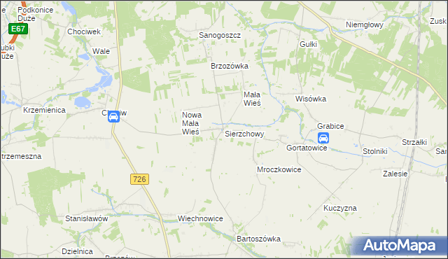 mapa Sierzchowy, Sierzchowy na mapie Targeo