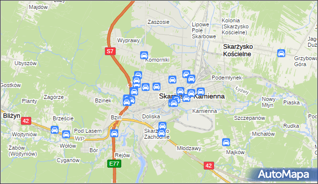 mapa Skarżysko-Kamienna, Skarżysko-Kamienna na mapie Targeo