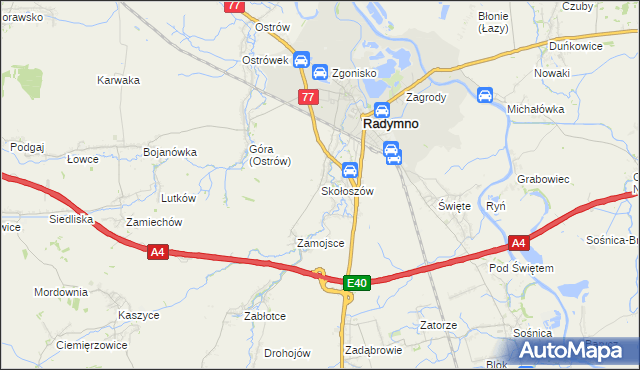 mapa Skołoszów, Skołoszów na mapie Targeo