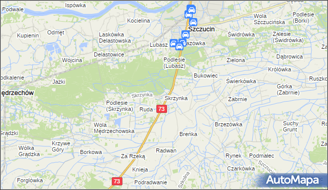 mapa Skrzynka gmina Szczucin, Skrzynka gmina Szczucin na mapie Targeo