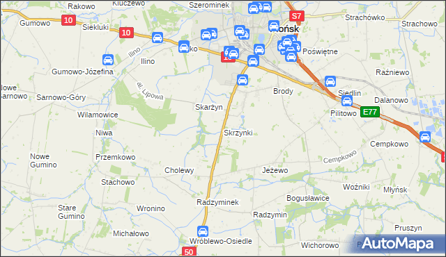 mapa Skrzynki gmina Płońsk, Skrzynki gmina Płońsk na mapie Targeo