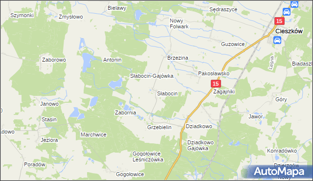 mapa Słabocin, Słabocin na mapie Targeo