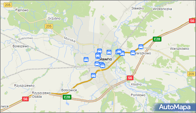 mapa Sławno, Sławno na mapie Targeo