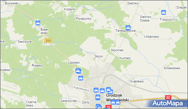 mapa Słocin, Słocin na mapie Targeo