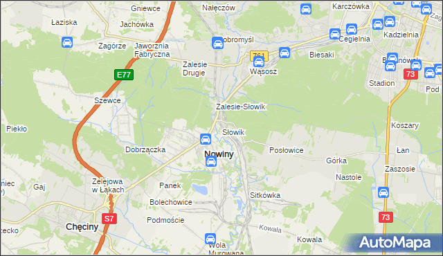 mapa Słowik gmina Sitkówka-Nowiny, Słowik gmina Sitkówka-Nowiny na mapie Targeo