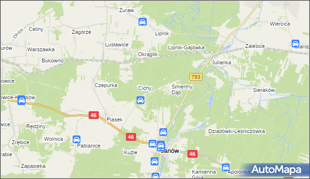 mapa Śmiertny Dąb-Leśniczówka, Śmiertny Dąb-Leśniczówka na mapie Targeo