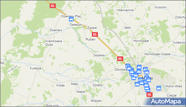 mapa Sobieski gmina Mońki, Sobieski gmina Mońki na mapie Targeo