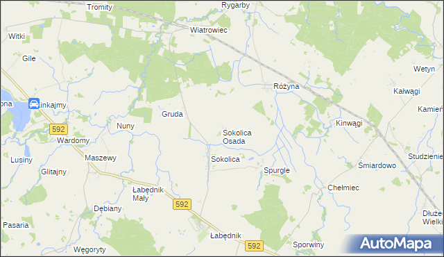mapa Sokolica Osada, Sokolica Osada na mapie Targeo