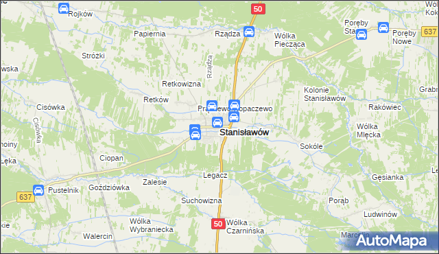 mapa Stanisławów powiat miński, Stanisławów powiat miński na mapie Targeo