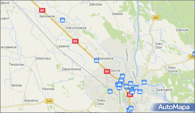 mapa Stanowice gmina Oława, Stanowice gmina Oława na mapie Targeo