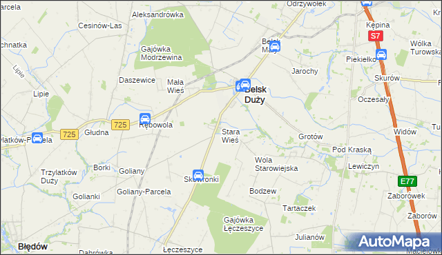mapa Stara Wieś gmina Belsk Duży, Stara Wieś gmina Belsk Duży na mapie Targeo