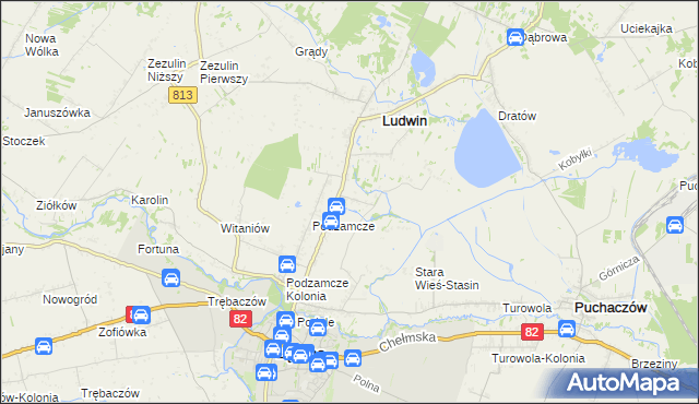 mapa Stara Wieś-Kolonia gmina Łęczna, Stara Wieś-Kolonia gmina Łęczna na mapie Targeo