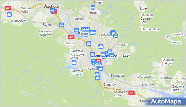 mapa Starachowic, Starachowice na mapie Targeo