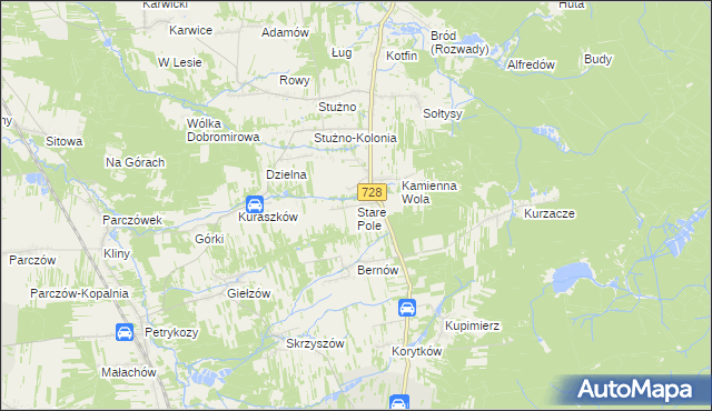 mapa Stare Pole gmina Gowarczów, Stare Pole gmina Gowarczów na mapie Targeo