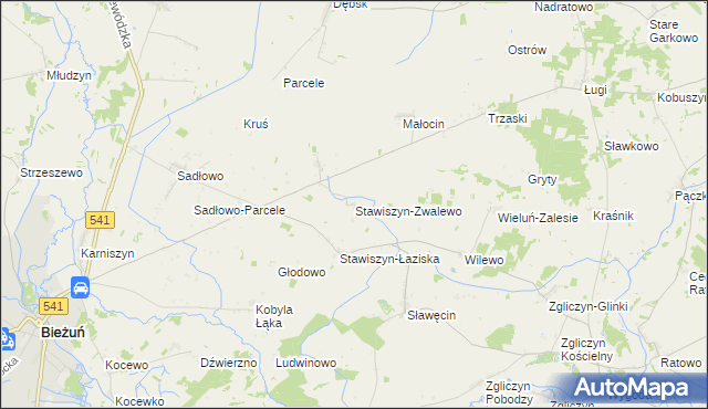 mapa Stawiszyn-Zwalewo, Stawiszyn-Zwalewo na mapie Targeo