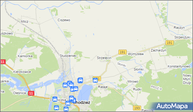 mapa Strzelęcin, Strzelęcin na mapie Targeo