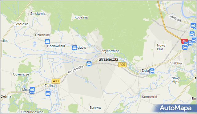 mapa Strzeleczki, Strzeleczki na mapie Targeo