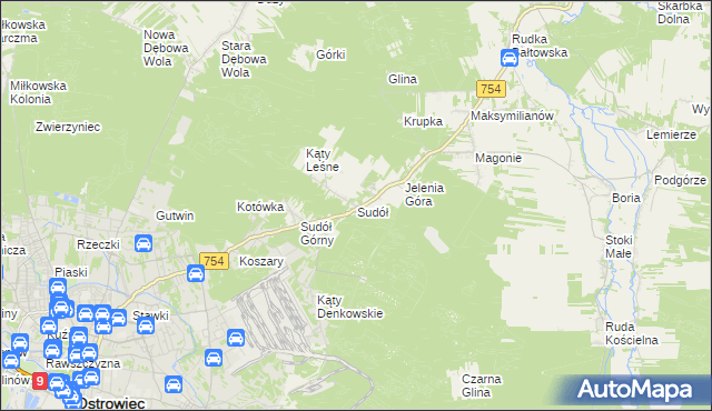 mapa Sudół gmina Bodzechów, Sudół gmina Bodzechów na mapie Targeo