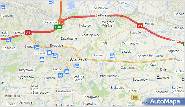 mapa Sułków gmina Wieliczka, Sułków gmina Wieliczka na mapie Targeo