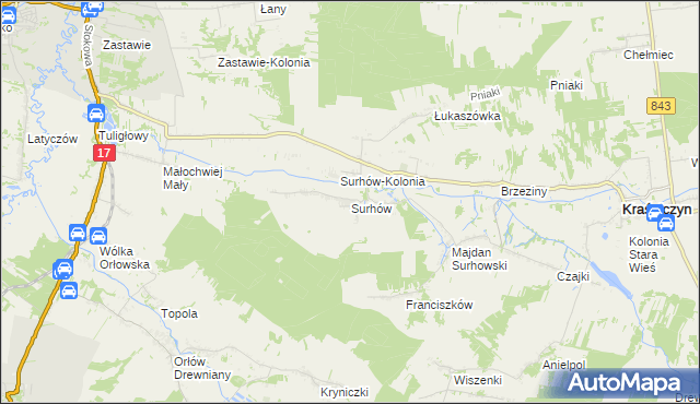 mapa Surhów, Surhów na mapie Targeo