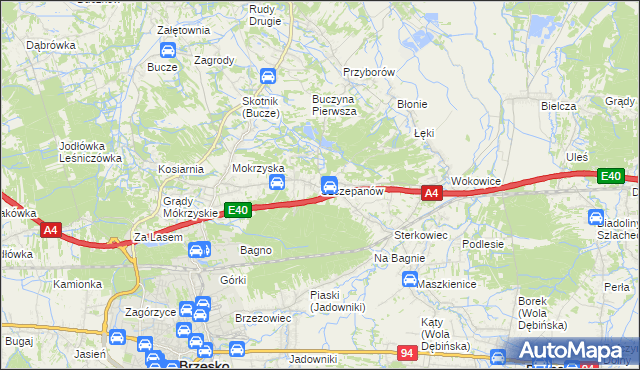 mapa Szczepanów gmina Brzesko, Szczepanów gmina Brzesko na mapie Targeo