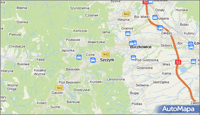 mapa Szczyrk, Szczyrk na mapie Targeo