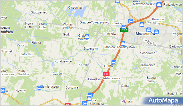 mapa Szeligi gmina Mszczonów, Szeligi gmina Mszczonów na mapie Targeo