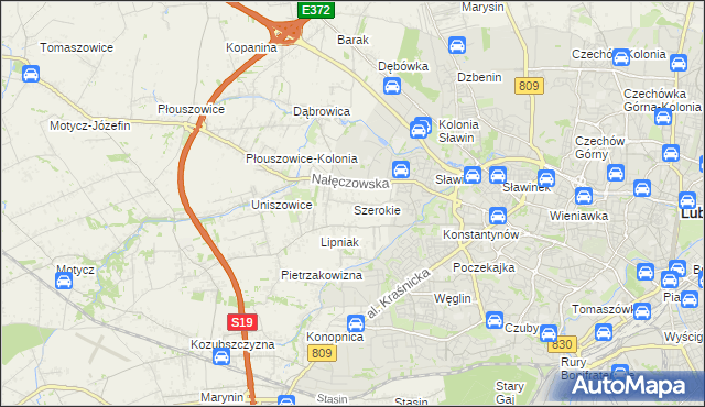 mapa Szerokie gmina Konopnica, Szerokie gmina Konopnica na mapie Targeo