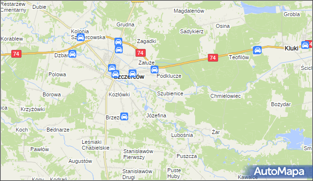 mapa Szubienice, Szubienice na mapie Targeo