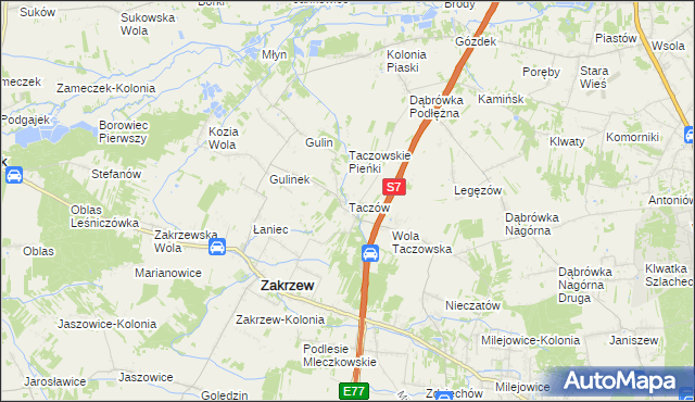 mapa Taczów, Taczów na mapie Targeo