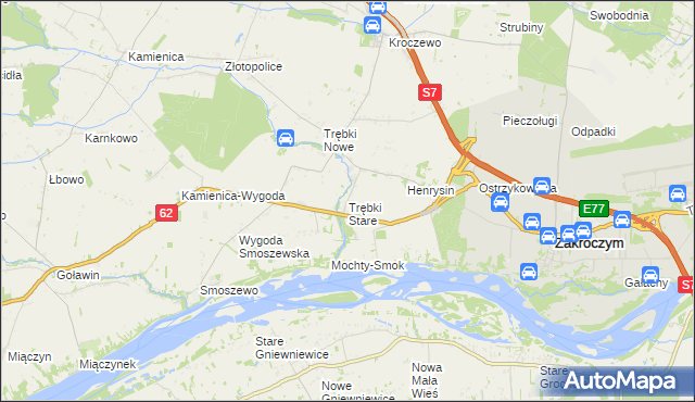mapa Trębki Stare, Trębki Stare na mapie Targeo