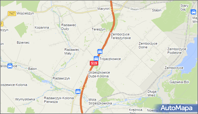 mapa Trojaczkowice, Trojaczkowice na mapie Targeo