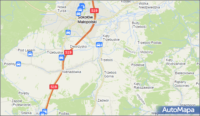 mapa Trzeboś, Trzeboś na mapie Targeo