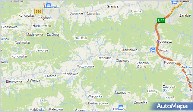 mapa Trzebunia, Trzebunia na mapie Targeo